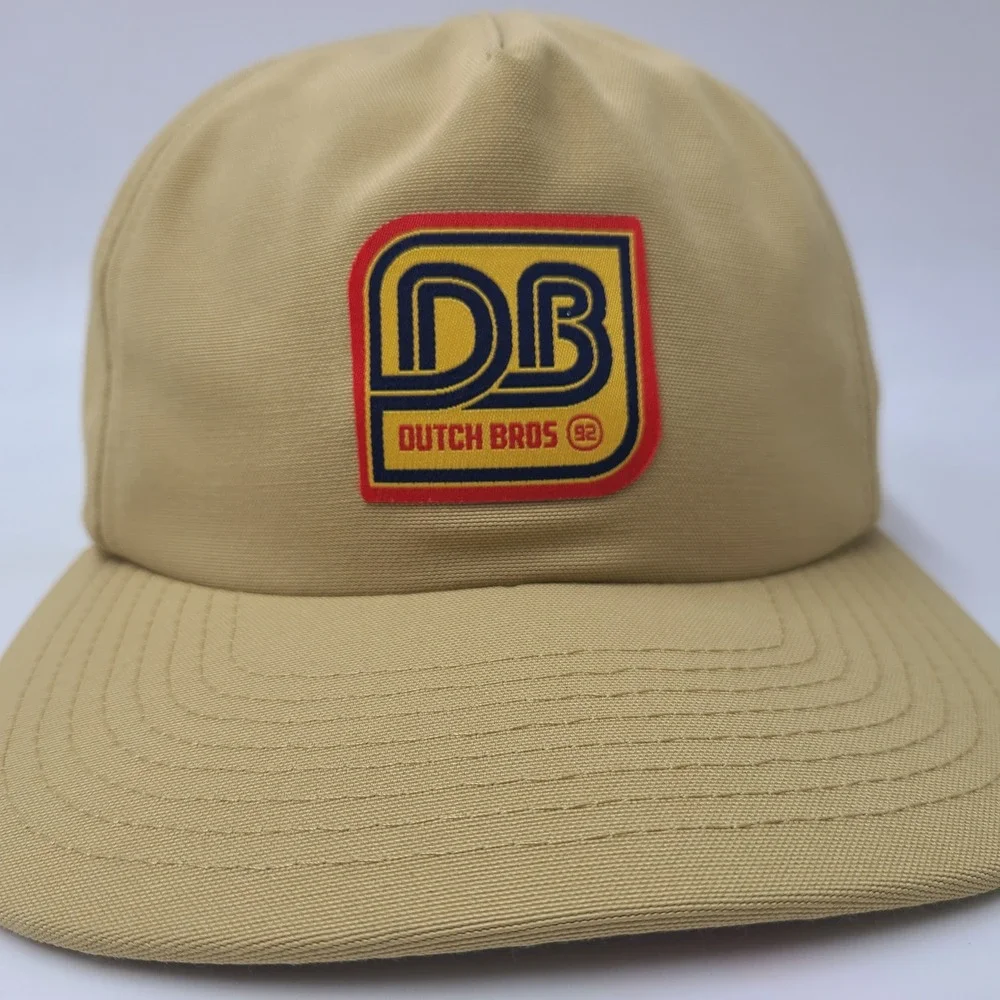 Dutch Bros Hat Snapback Gold Yellow Red Logo Patch Coffee Casual Hipster Men